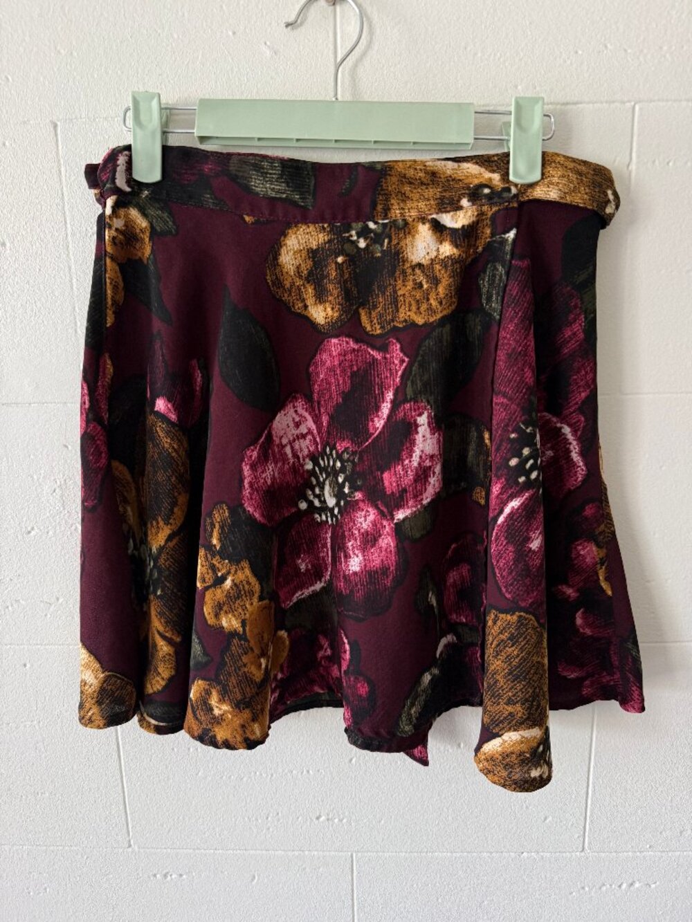 Abercrombie & Fitch | Burgundy Floral Wrap Mini Skirt | Whimsy Romantic | Small